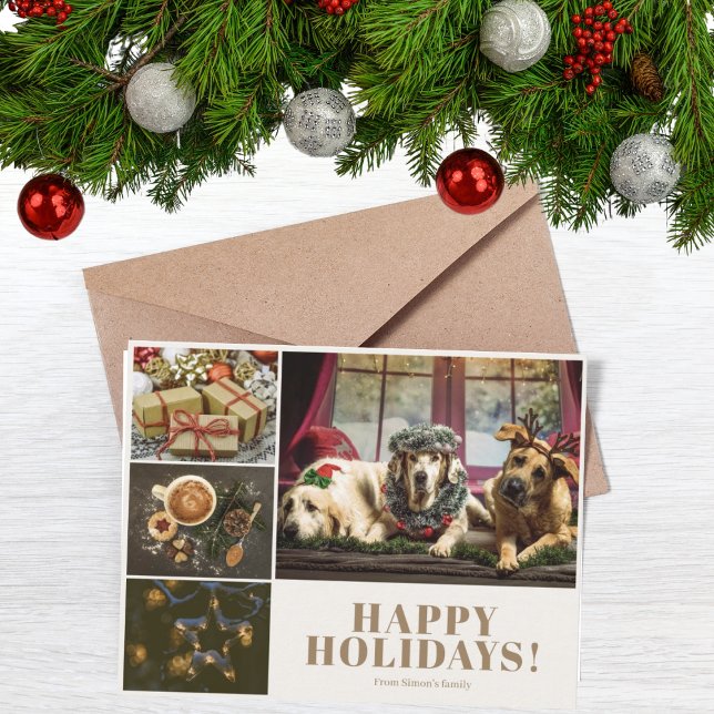 Cartão De Festividades Colagem de Fotos de Natal Ano Novo Saudação (1)