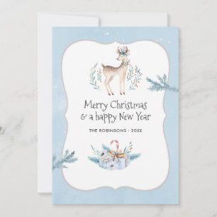 Cartão De Festividades Colagem de Fotos de Natal com Aquarela Pastel