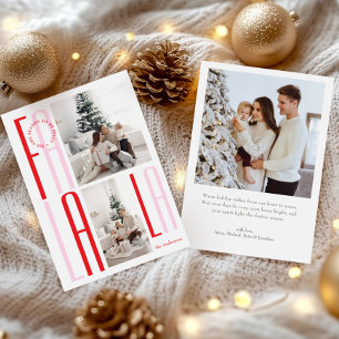 Cartão De Festividades Colagem de Fotos de Natal com Letra Festiva