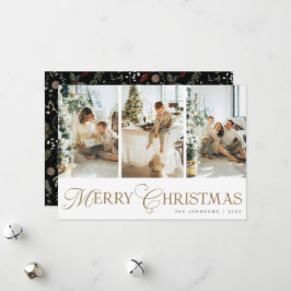 Cartão De Festividades Colagem de Fotos de Natal com Letra Moderna e Tend
