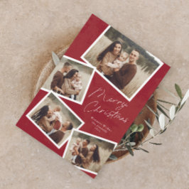 Cartão De Festividades Colagem de Fotos de Natal com Letra Moderna Feliz 