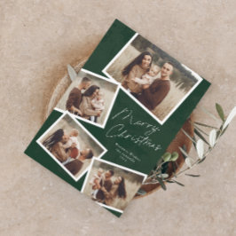 Cartão De Festividades Colagem de Fotos de Natal com Letra Moderna Feliz 