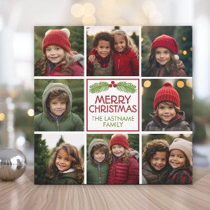 Cartão De Festividades Colagem de Fotos de Natal com Pinheiro Russo