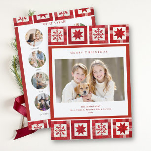 Cartão De Festividades Colagem de Fotos de Natal com Retrospectiva do Ano