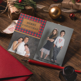 Cartão De Festividades Colagem de Fotos de Natal com Xadrez de Búfalo em 