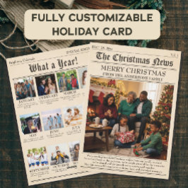 Cartão De Festividades Colagem de Fotos de Natal da Família de Jornais Vi