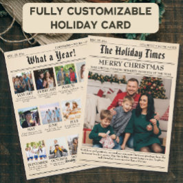 Cartão De Festividades Colagem de Fotos de Natal da Família de Jornais Vi