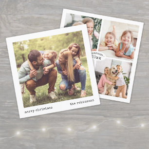 Cartão De Festividades Colagem de Fotos de Natal de Máquina Mínima Modern