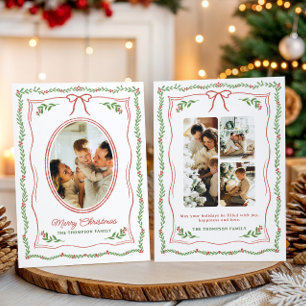 Cartão De Festividades Colagem de Fotos de Natal Desenhadas à Mão