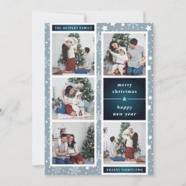 Cartão De Festividades Colagem de Fotos de Natal Divertida | Floco de nev
