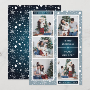 Cartão De Festividades Colagem de Fotos de Natal Divertida Floco de nev