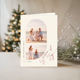 Cartão De Festividades Colagem de Fotos de Natal em Família Minimalista M