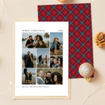 Colagem de Fotos de Natal Família Tartã Vermelha M
