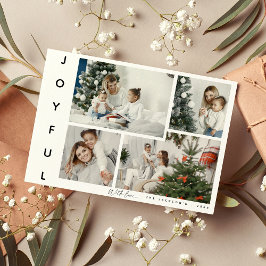 Cartão De Festividades Colagem de Fotos de Natal JOYFUL Minimalista