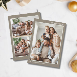 Cartão De Festividades Colagem de Fotos de Natal Minimalista 4 Família Be