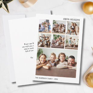 Cartão De Festividades Colagem de Fotos de Natal Minimalista para 7 Famíl