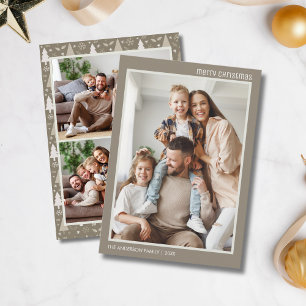 Cartão De Festividades Colagem de Fotos de Natal Moderno 4 Família Bege