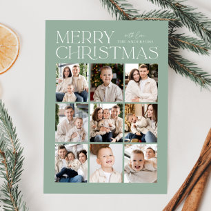 Cartão De Festividades Colagem de Fotos de Natal Moderno com 9 Fotos em T