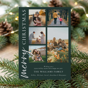 Cartão De Festividades Colagem de Fotos de Natal Moderno e Feliz