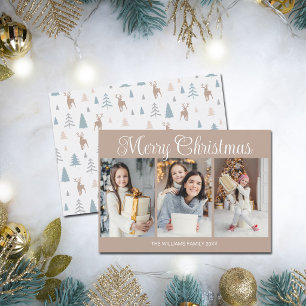 Cartão De Festividades Colagem de Fotos de Natal Moderno Mocha