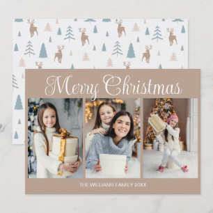 Cartão De Festividades Colagem de Fotos de Natal Moderno Mocha