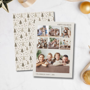Cartão De Festividades Colagem de Fotos de Natal Moderno para 7 Fotos de