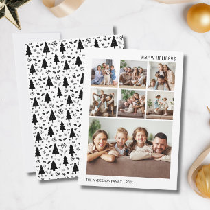 Cartão De Festividades Colagem de Fotos de Natal Moderno para 7 Fotos de