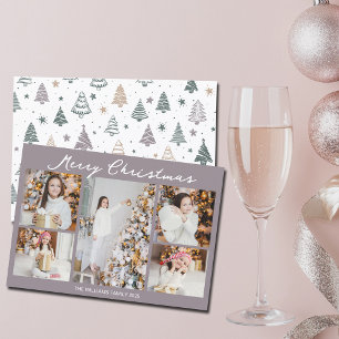 Cartão De Festividades Colagem de Fotos de Natal Moderno Rosa Claro