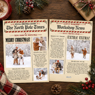 Cartão De Festividades Colagem de Fotos de Natal Newsletter Vintage