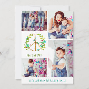 Cartão De Festividades Colagem de Fotos de Natal   Paz na Terra