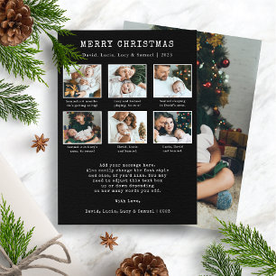 Cartão De Festividades Colagem de Fotos de Natal Preto Carta de Férias