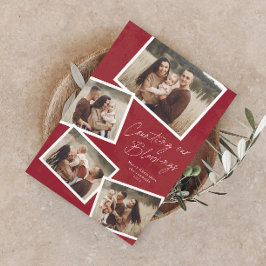Cartão De Festividades Colagem de Fotos de Natal Religioso com Letra Mode