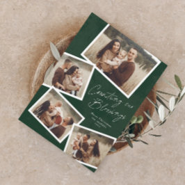 Cartão De Festividades Colagem de Fotos de Natal Religioso com Letra Mode