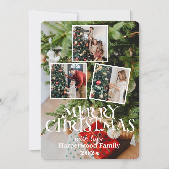 Cartão De Festividades Colagem de fotos de natal simples e elegante (Frente)