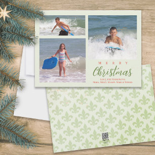 Cartão De Festividades Colagem de Fotos de Natal Verde