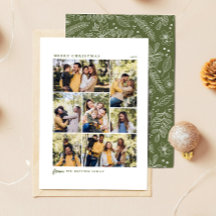 Colagem de Fotos de Natal Verde Botânico Família 7