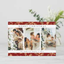 Colagem de Fotos de Natal Vermelho Dourado Moderno