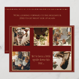 Cartão De Festividades Colagem de Fotos de Natal Viradas para Baixo Festa