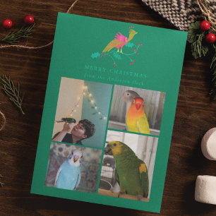 Cartão De Festividades Colagem de Fotos de Pássaros de Arte Folclórica