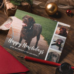 Cartão De Festividades Colagem de Fotos de Pet Feliz Howlidays<br><div class="desc">Peças por um momento! Transforme os melhores momentos do seu bebê de pele em manobras de férias queridas com nossas cartas personalizadas. Mostre 4 dos seus fotos favoritos de animais de estimação e adicione seu toque pessoal em 'feriados felizes'. Personalize com os seus nomes para a surpresa festiva da pata!...</div>
