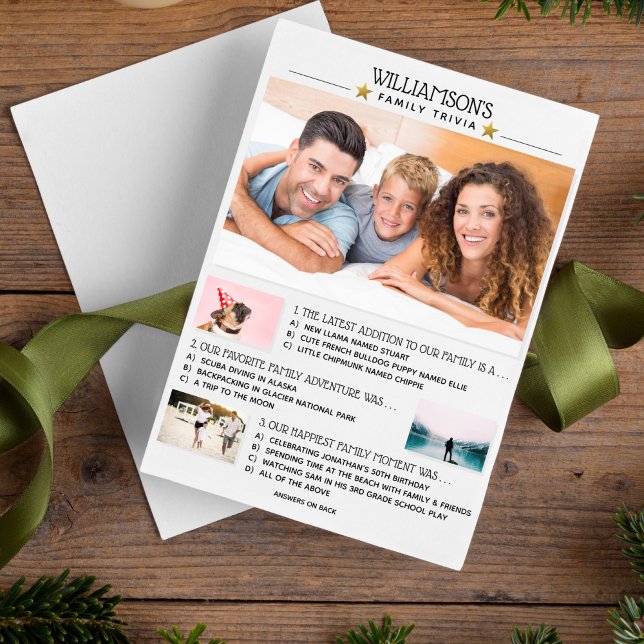 Cartão De Festividades Colagem de Fotos de Trivia da Família Natal Única  (Criador carregado)