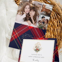 Cartão De Festividades Colagem de Fotos de Xadrez de Cachorro de Natal