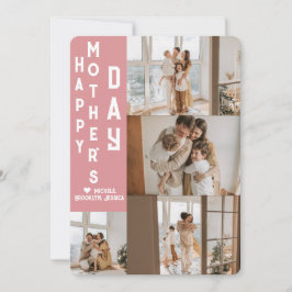 Cartão De Festividades Colagem de Fotos do Dia das Mães Feliz Simples Ele