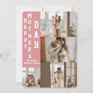 Cartão De Festividades Colagem de Fotos do Dia das Mães Feliz Simples Ele