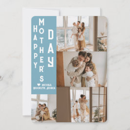 Cartão De Festividades Colagem de Fotos do Dia das Mães Feliz Simples Ele