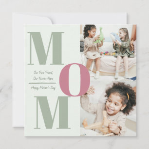 Cartão De Festividades "Colagem de Fotos do Dia das Mães Moderno   Letras