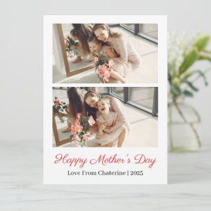 Cartão De Festividades Colagem de Fotos do Dia das Mães Simples Elegante 