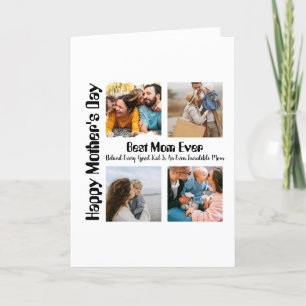 Cartão De Festividades Colagem de fotos do Dia de as mães 4 Personalizado