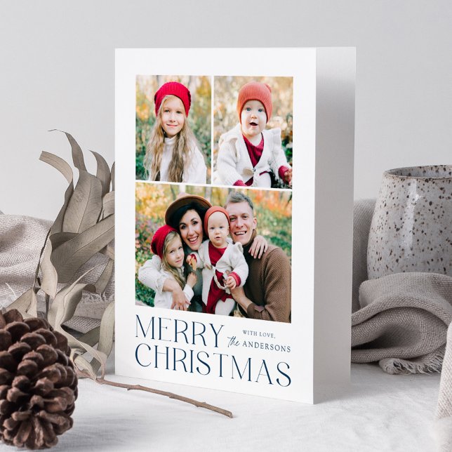 Cartão De Festividades Colagem de Fotos do Marinho 7 de Feliz Natal Moder (Criador carregado)