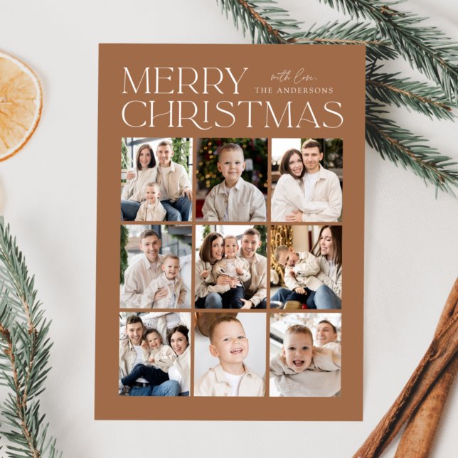 Cartão De Festividades Colagem de Fotos do Natal Moderno 9 do Café (Criador carregado)